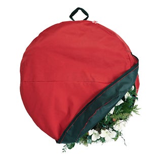 Santa's Bag 36" Hanging Christmas Wreath Storage Container - Red